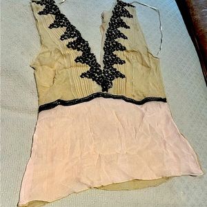 LA PERLA vintage pink/tan silk camisole-Size M